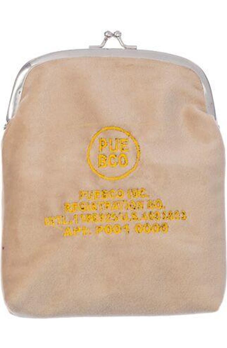 PUEBCO Velvet Frame Pouch, Main, color, Beige