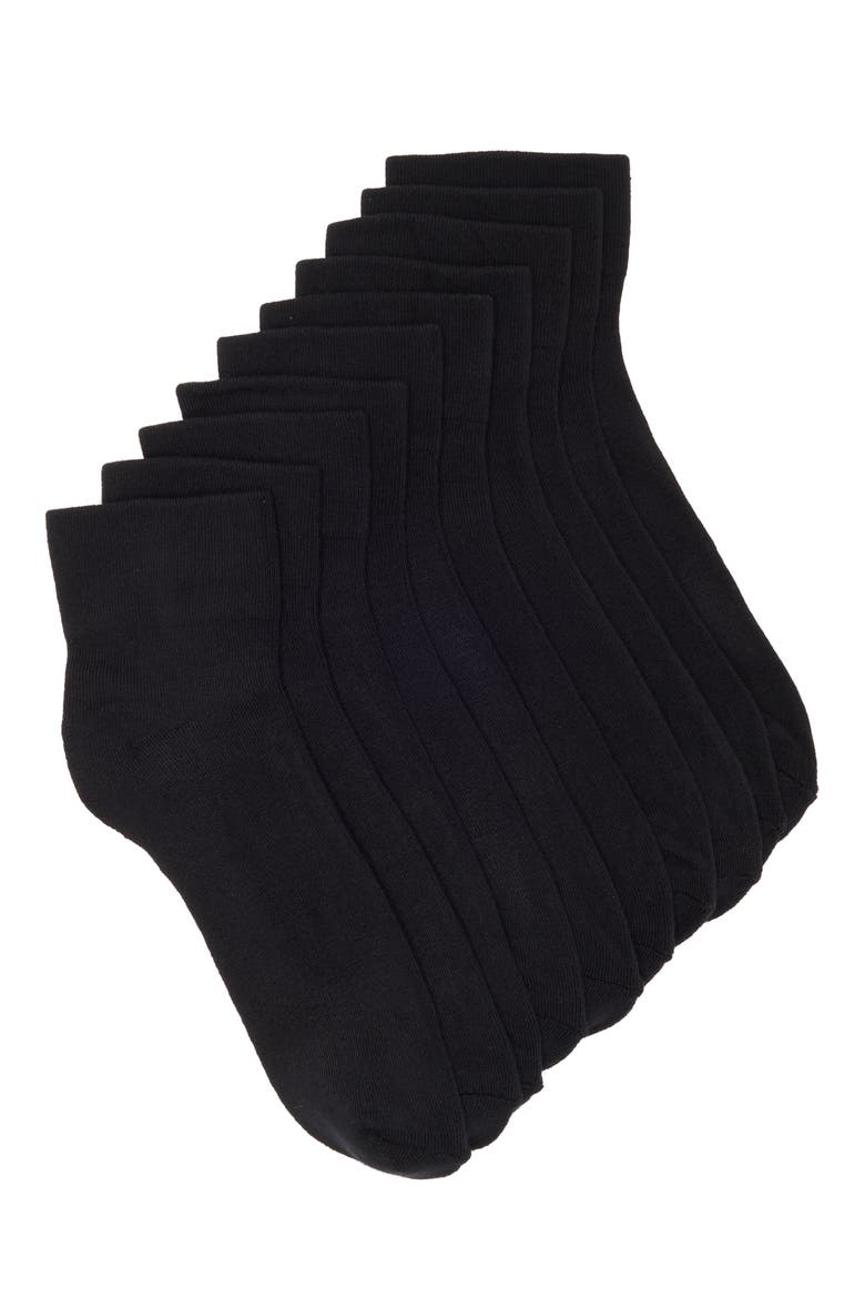 5-Pack Pillow Sole Quarter Socks, Main, color, BLACK