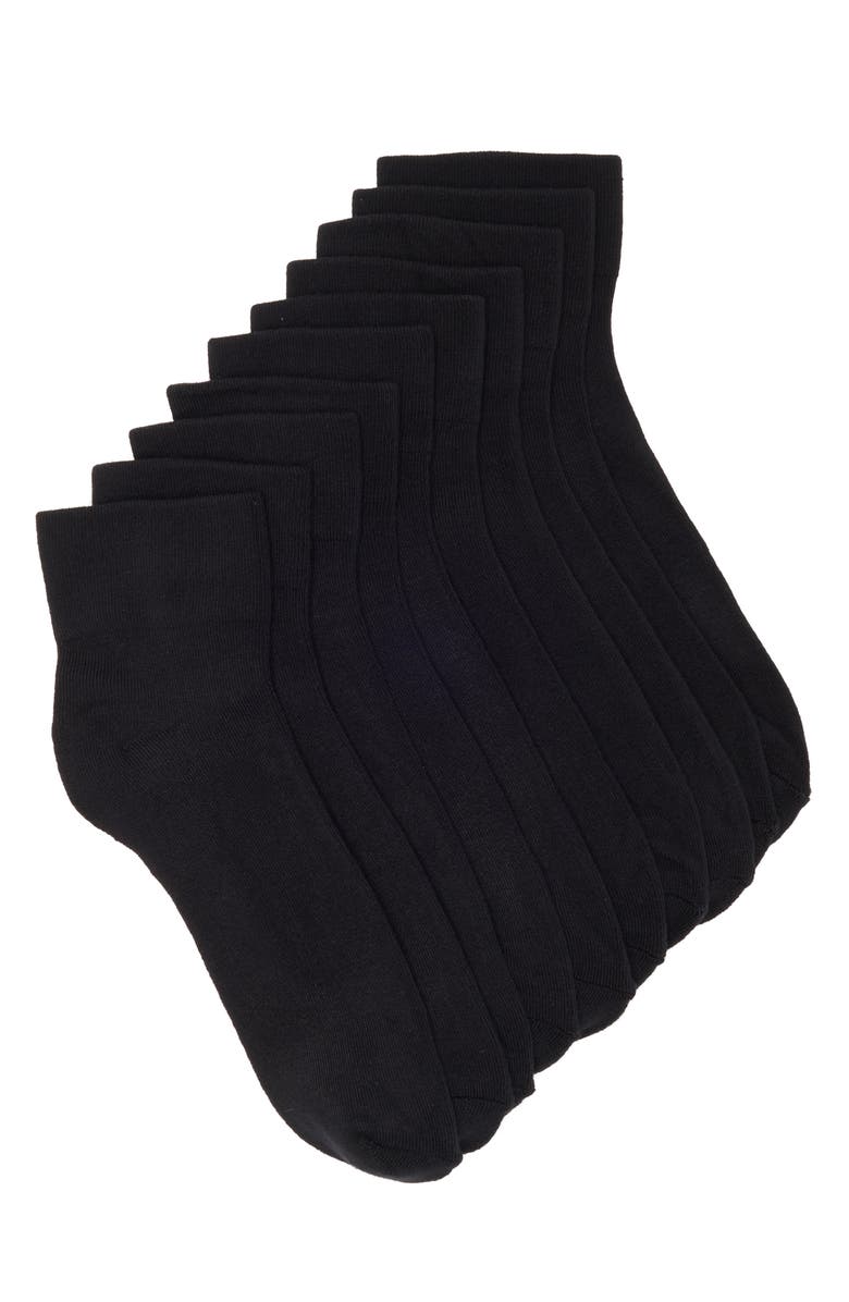 NORDSTROM RACK 5-Pack Pillow Sole Quarter Socks, Main, color, Black