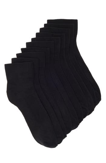 Nordstrom Rack 5-pack Pillow Sole Quarter Socks In Black