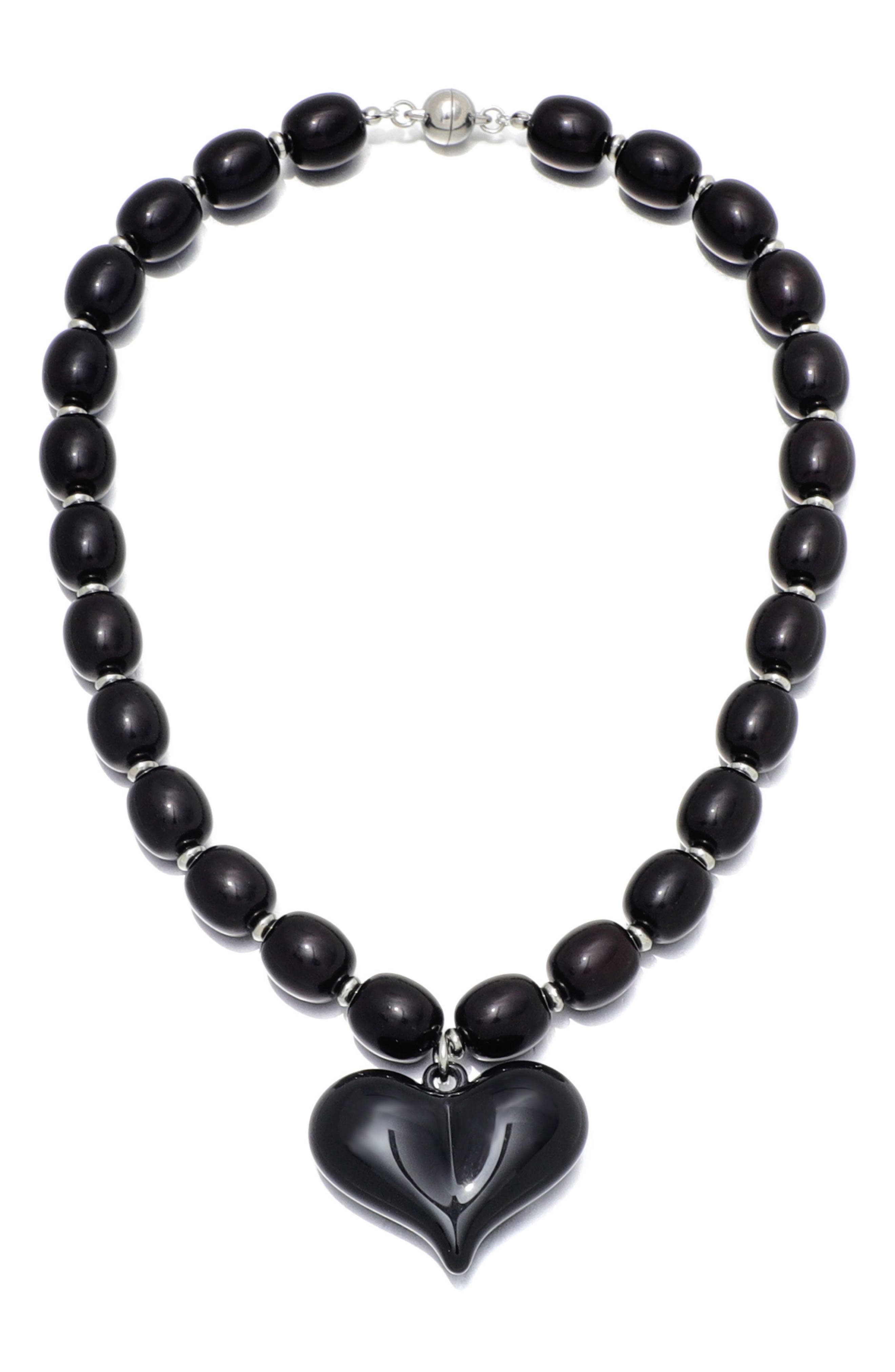 Puffy Heart Beaded Necklace