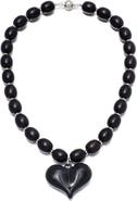 Adornia Puffy Heart Beaded Necklace