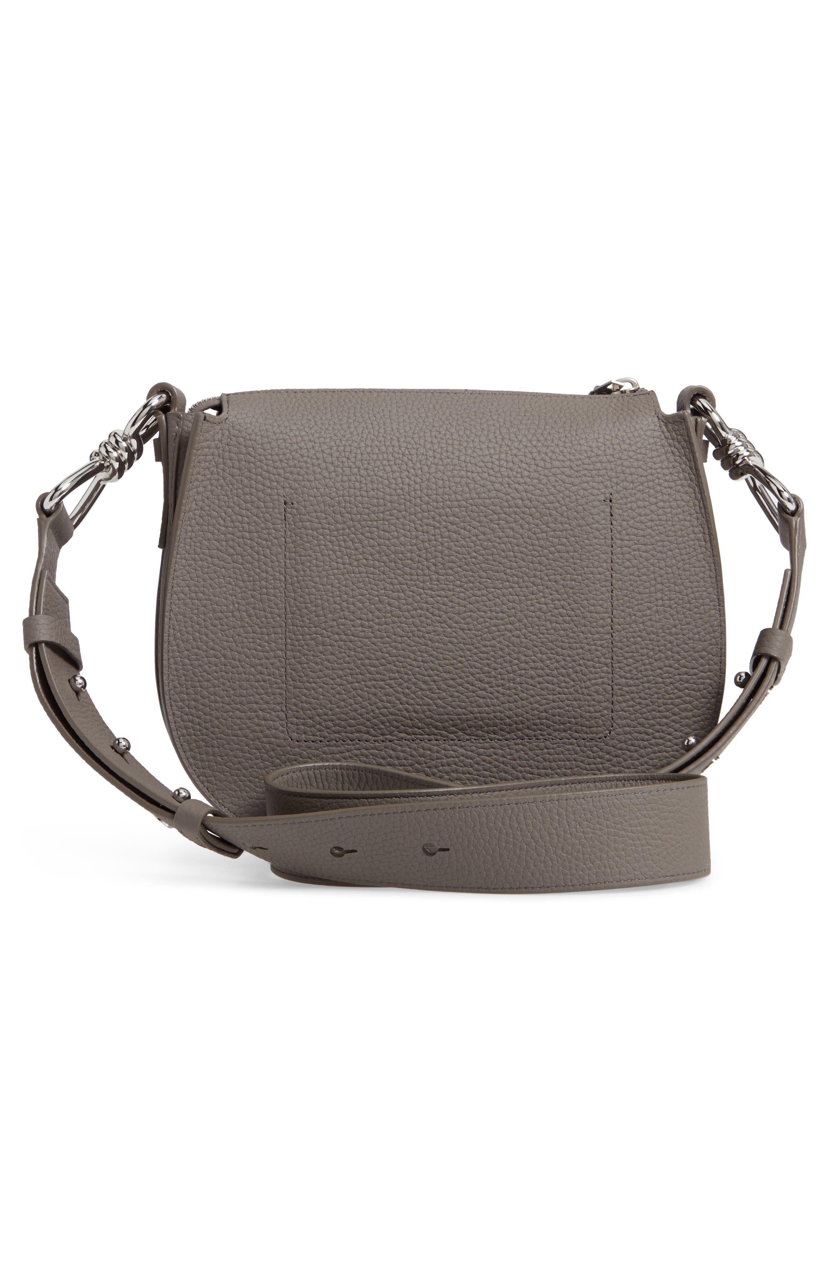 AllSaints Captain Round Leather Crossbody Bag, Alternate, color, 