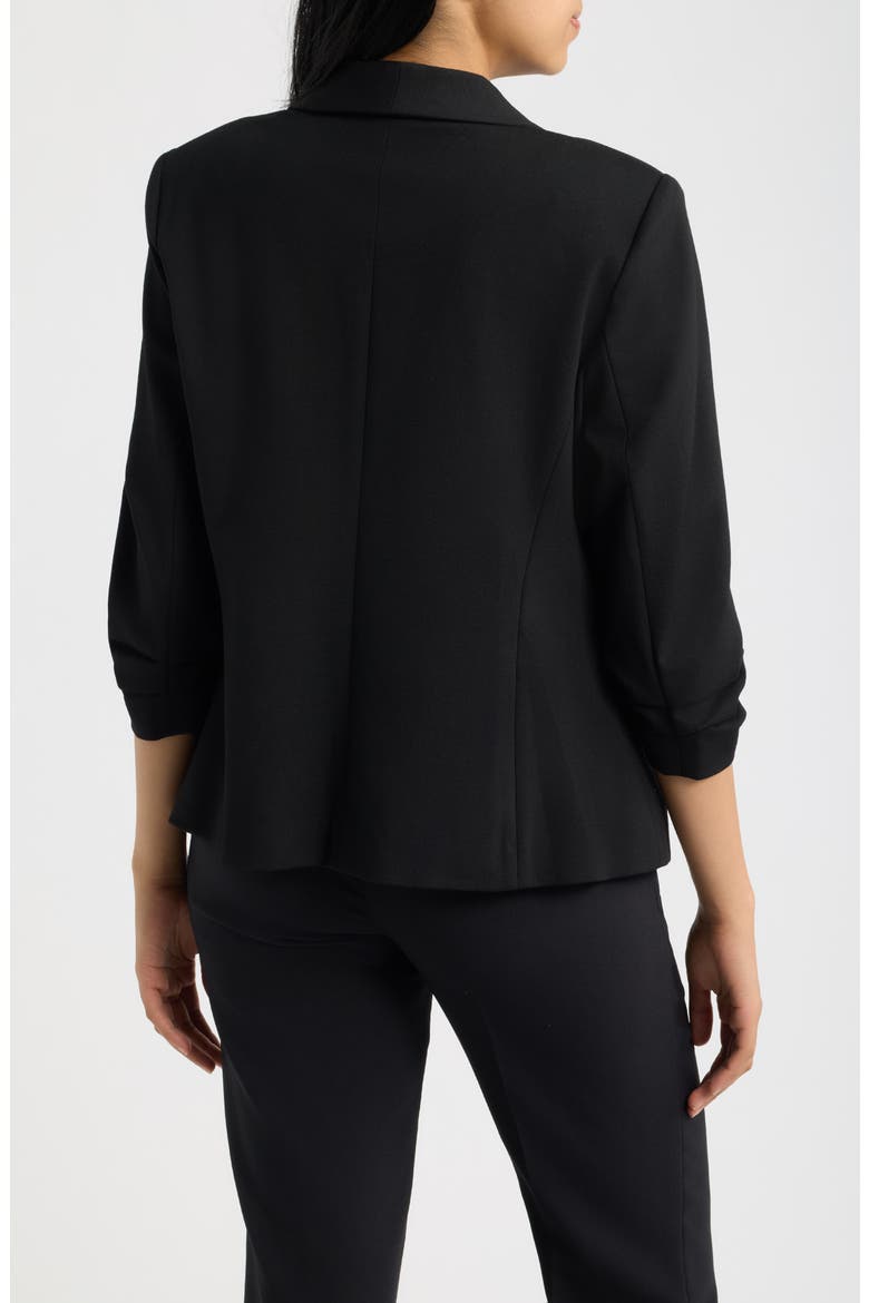Ruched Sleeve Shawl Collar Jacket, Alternate, color, ANNE BLACK