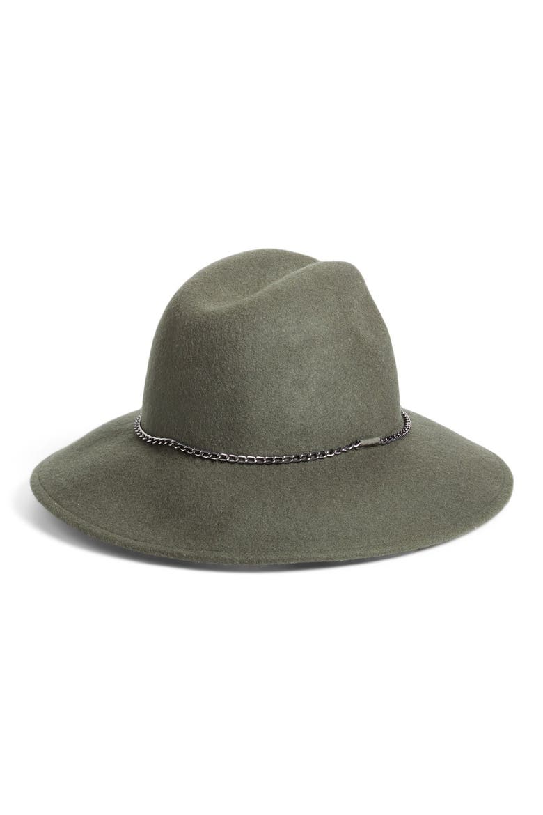 Chain Trim Panama Hat, Alternate, color, GREEN/ BROWN