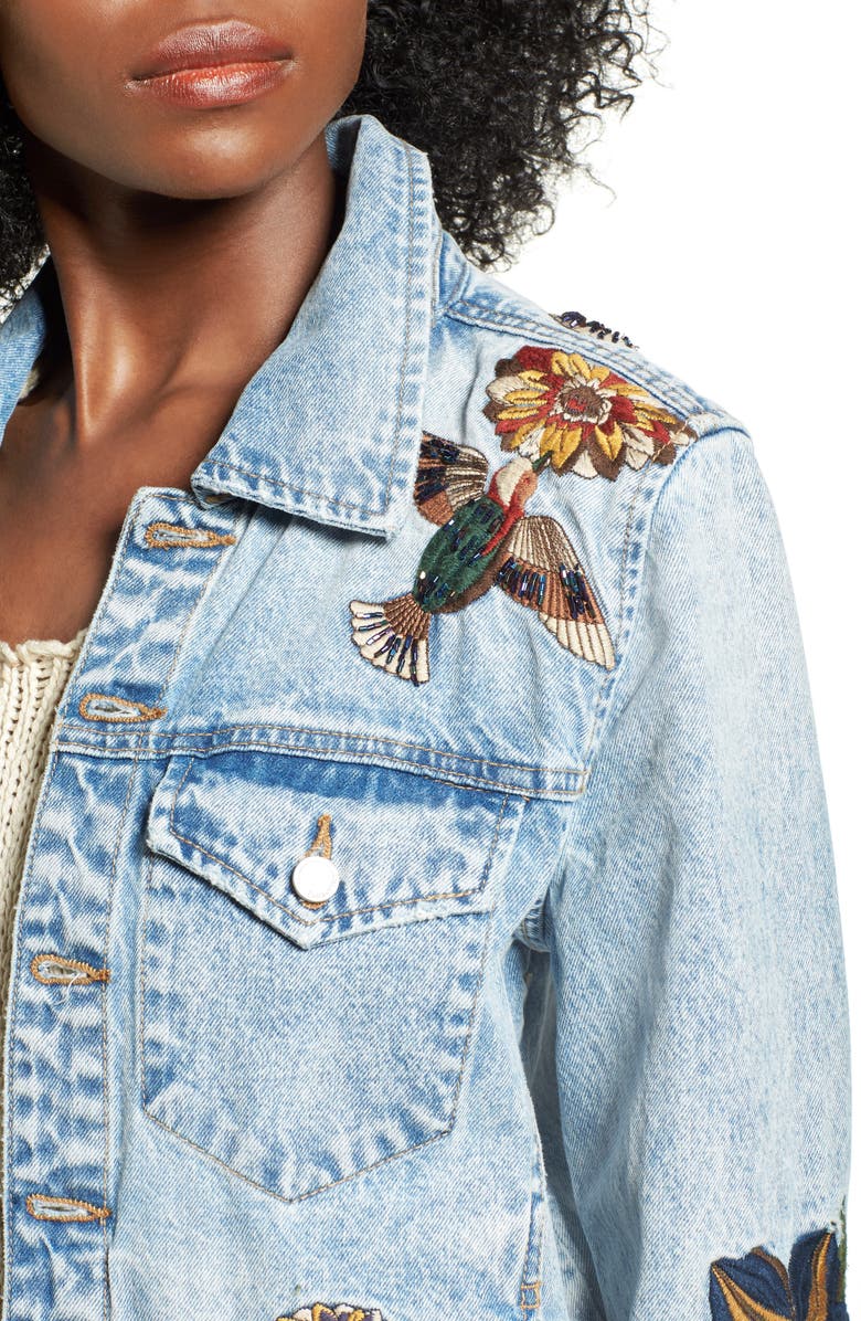 BLANKNYC Embroidered Denim Jacket, Alternate, color, 