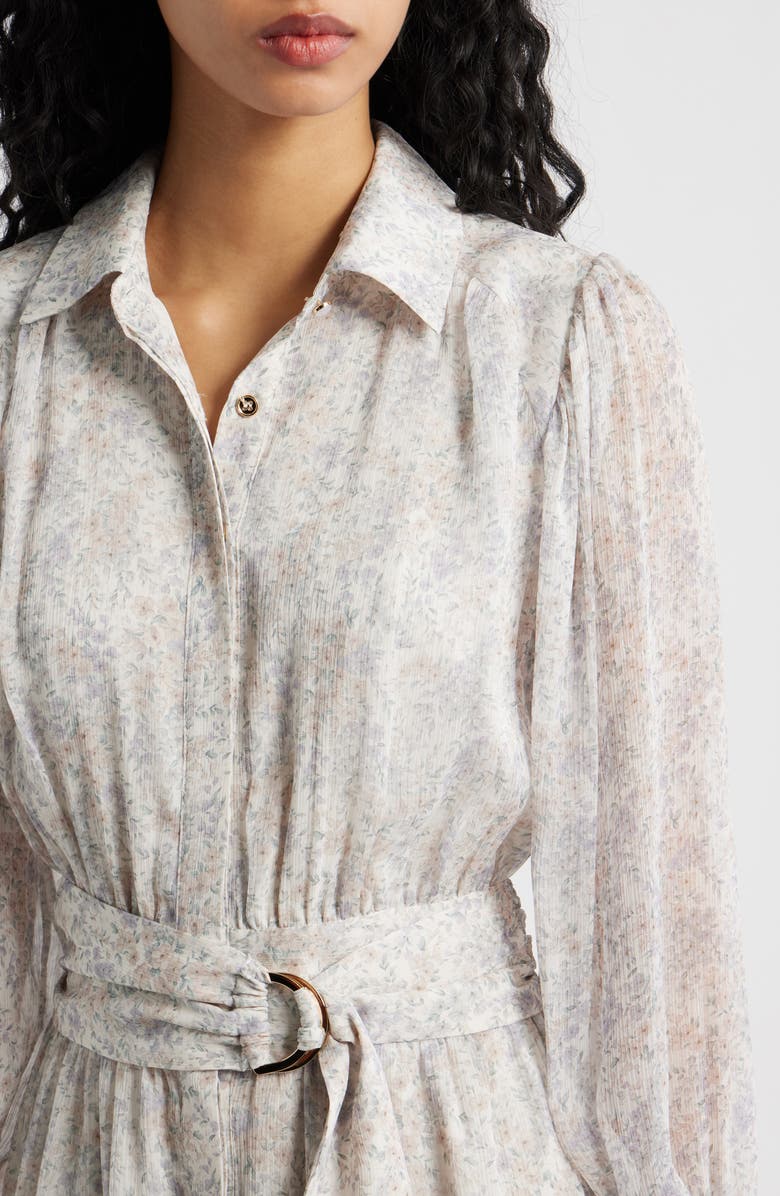 En Saison Josette Floral Long Sleeve Chiffon Minidress, Alternate, color, Ivory Periwinkle Sage