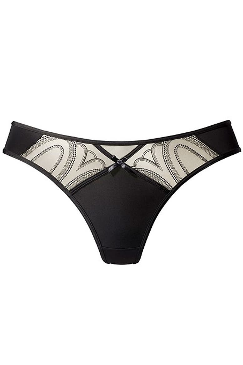 Women's Lace Insert Thong, Main, color, Black