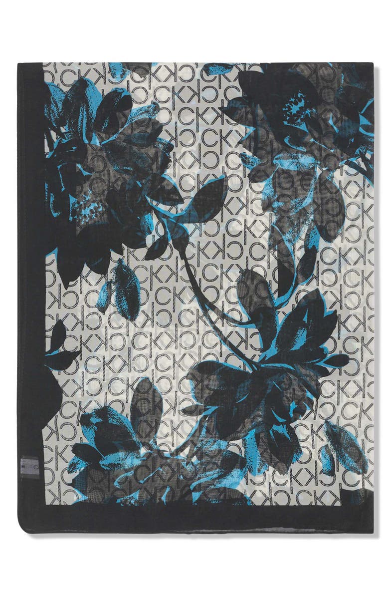 Calvin Klein Floral CK Chiffon Scarf, Alternate, color, 