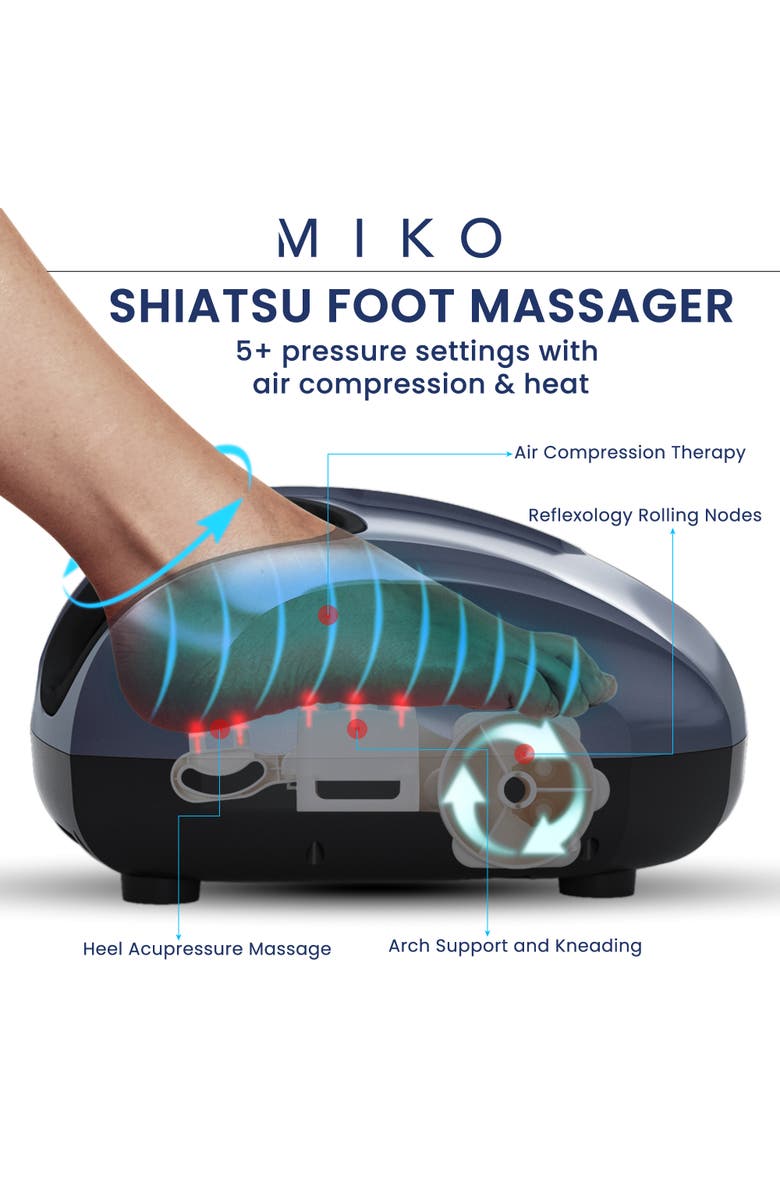 MIKO Shiatsu Foot Massager with Heat - 5 Settings, Alternate, color, Charcoal