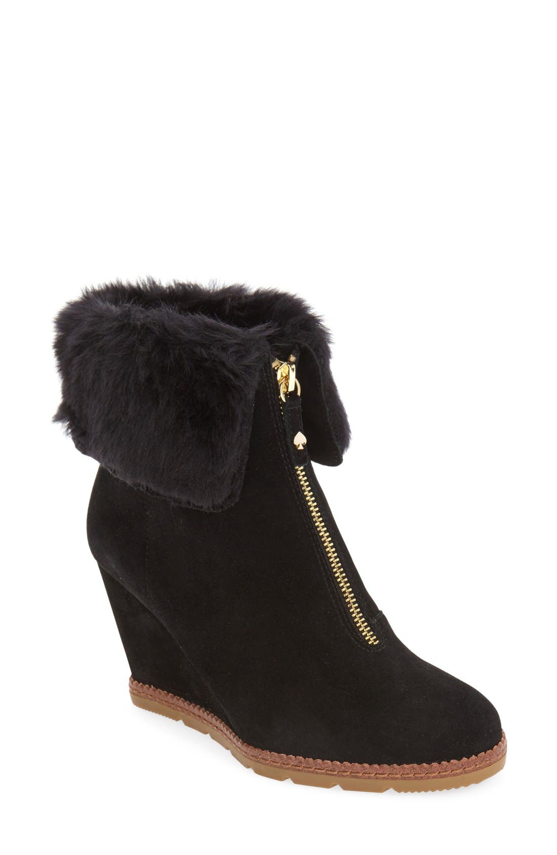 Kate Spade New York kate spade 'stasia' faux shearling wedge bootie, Main, color, 