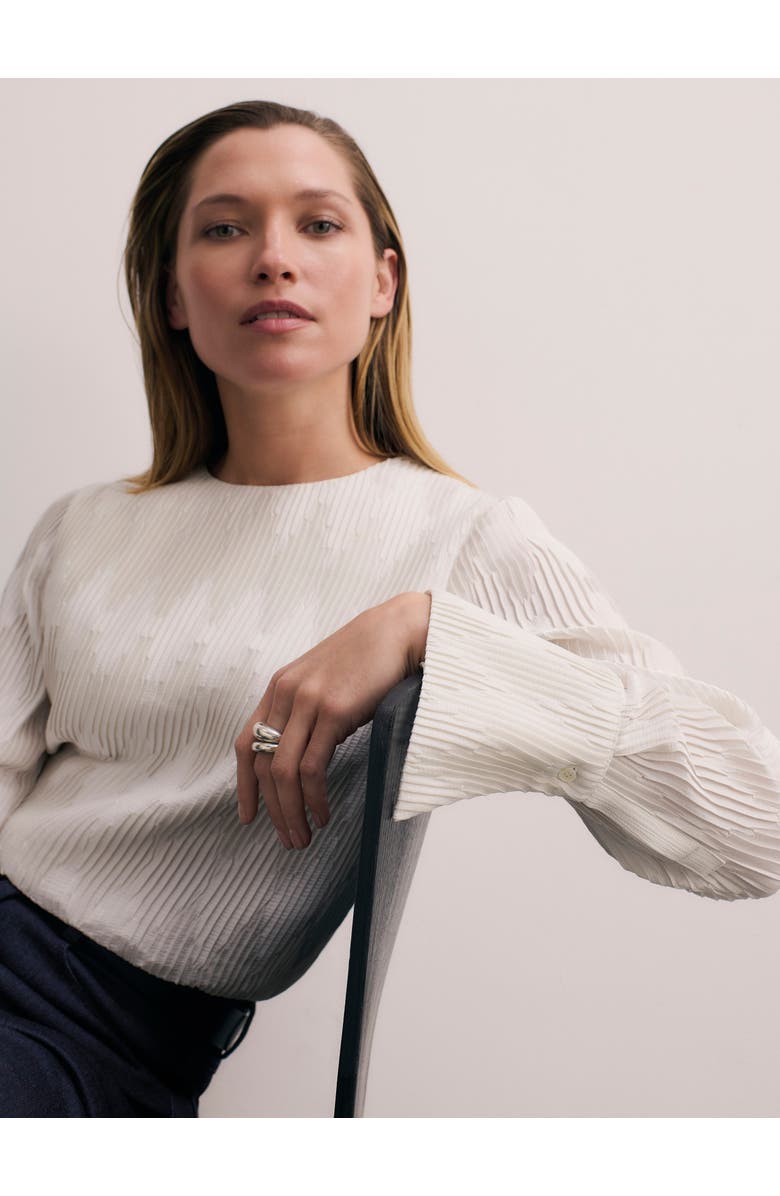The Fold Ellesmere Plisse Blouse, Alternate, color, Ivory