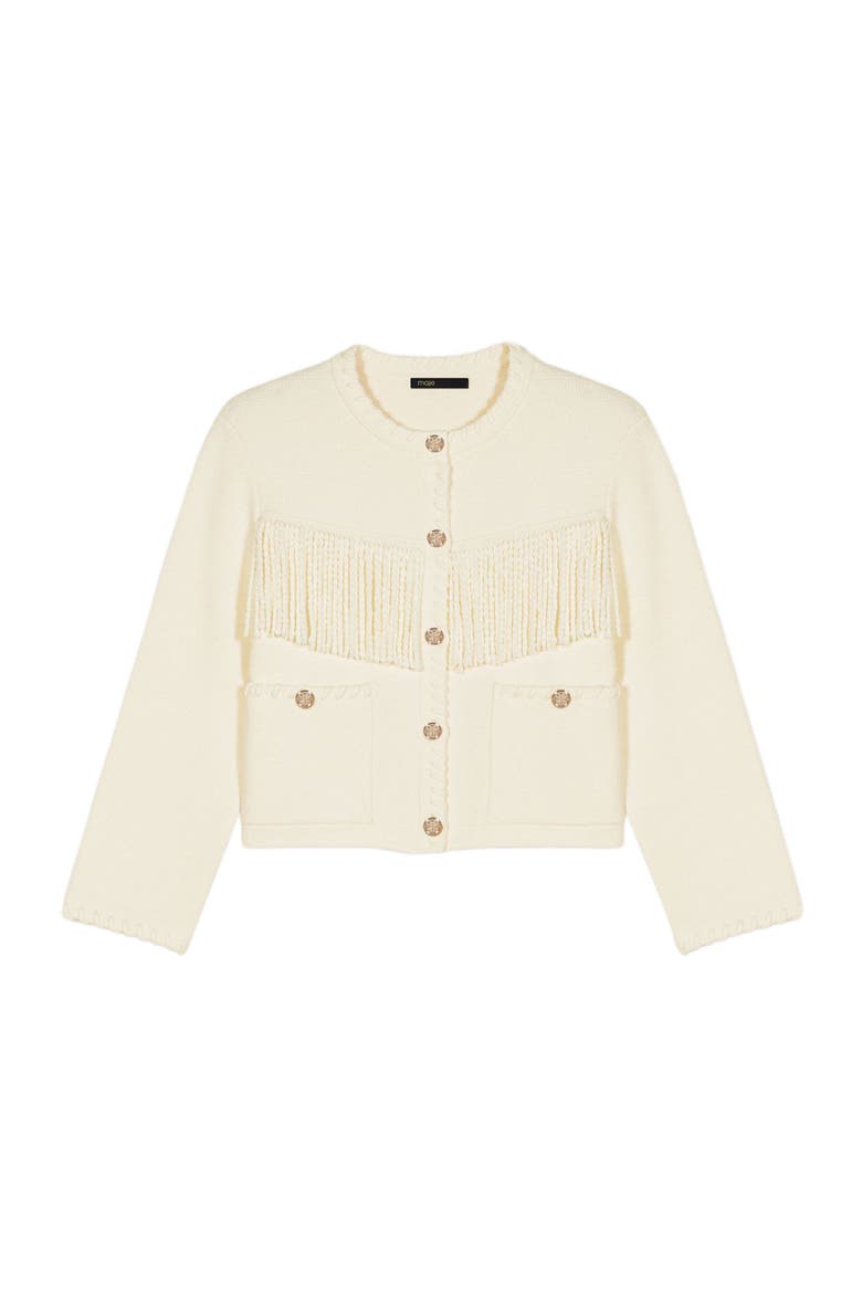 Fringed cardigan, Alternate, color, Ecru