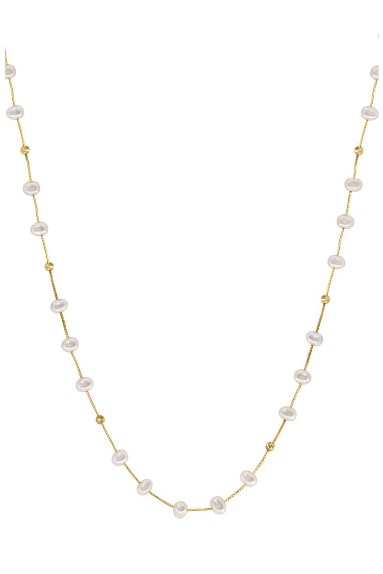 14K Yellow Gold Freshwater Pearl & Gold Bead 18'' Necklace, Main, color, 14K Gold