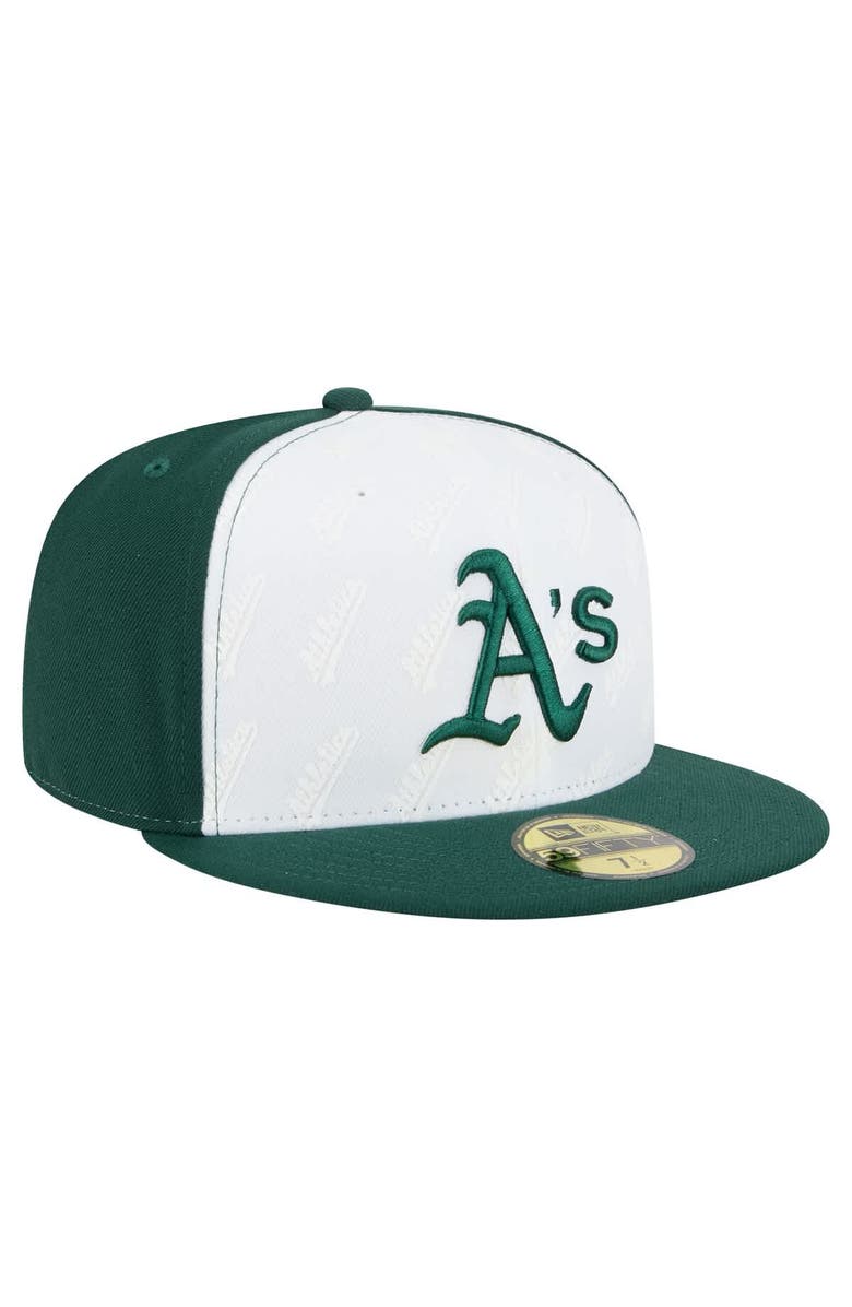 New Era Men's New Era White/Green Athletics Repeat 59FIFTY Fitted Hat, Alternate, color, White