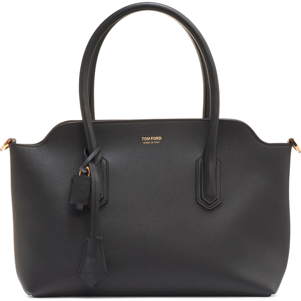 Tom Ford Medium Alexander Leather Tote In Black