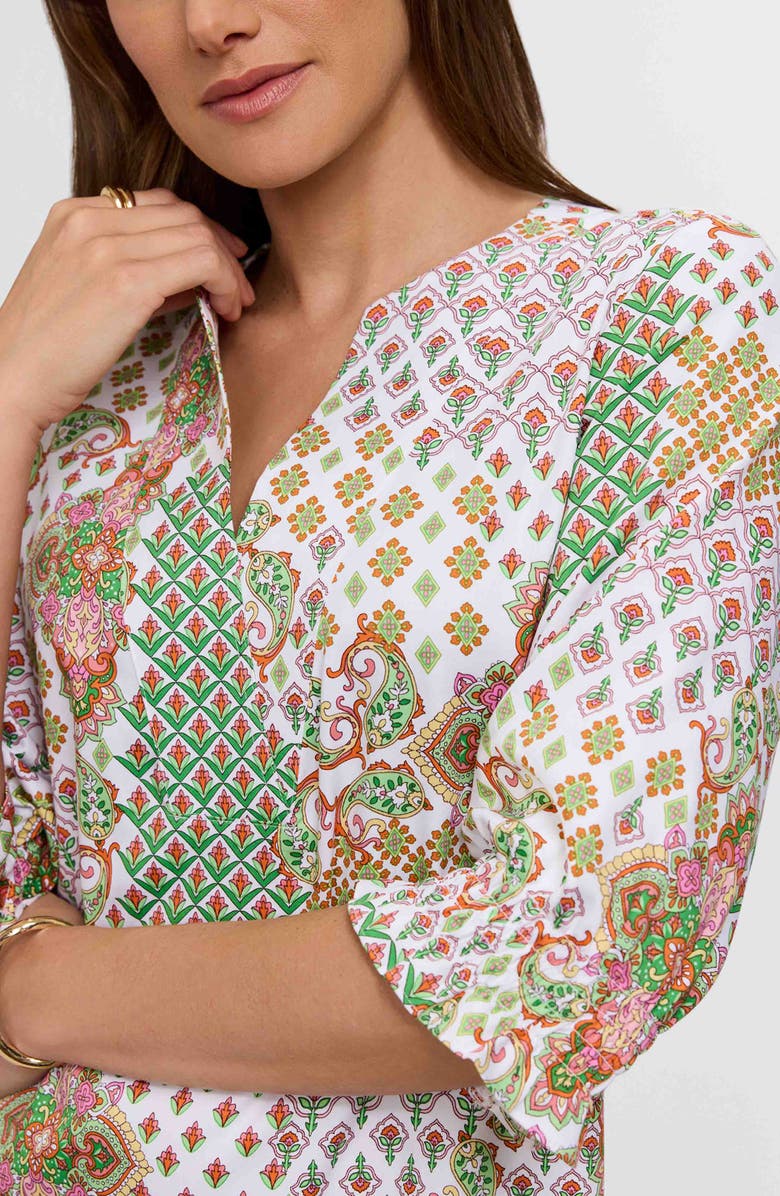 Foxcroft Alicia Patchwork Shift Dress, Alternate, color, Green Multi