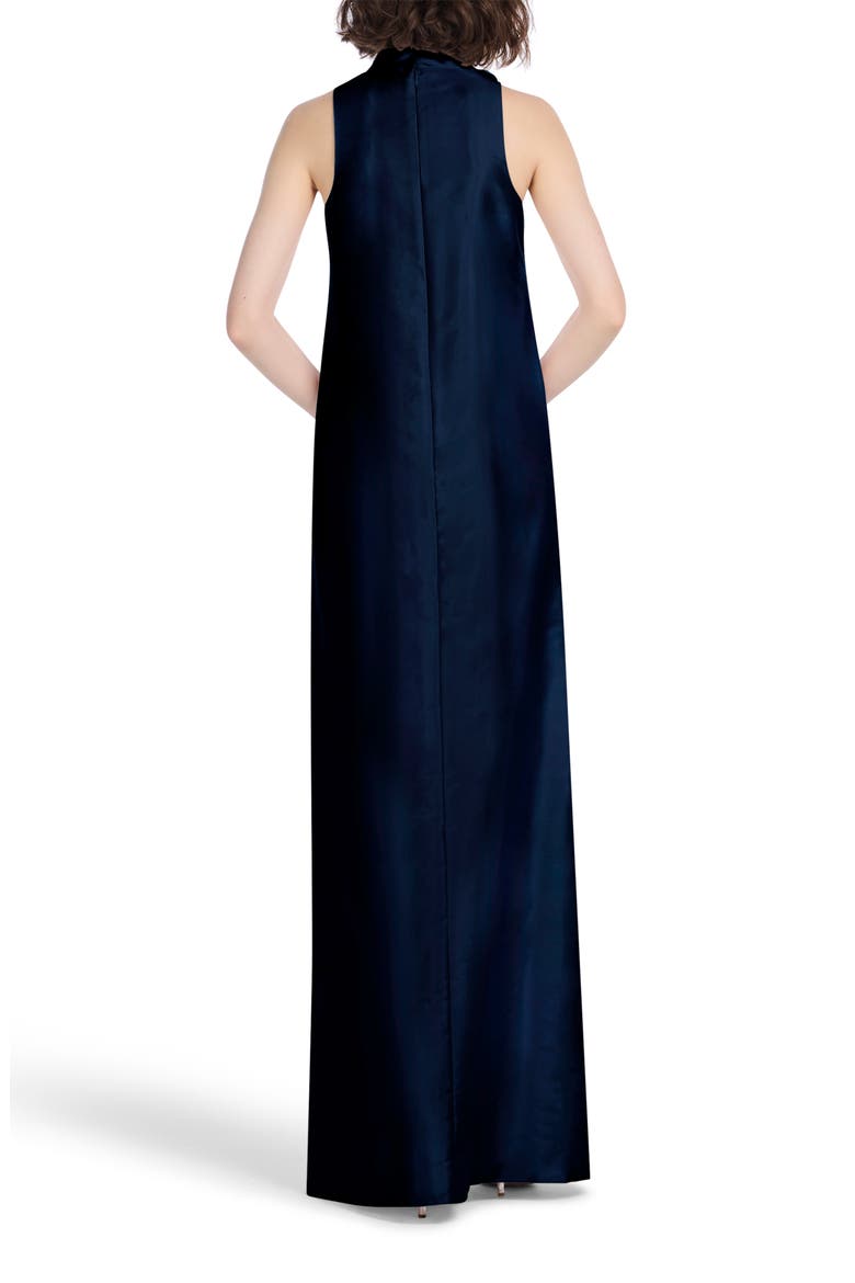 Floral Detail Sleeveless Taffeta Gown, Alternate, color, NAVY