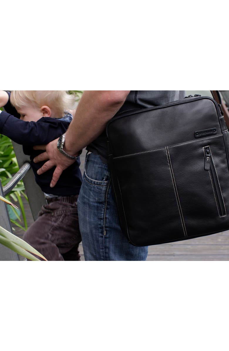 Storksak 'Jamie' Leather Diaper Bag, Alternate, color,