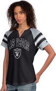 STARTER Women's Starter Black Las Vegas Raiders Game On Notch Neck Raglan T-Shirt