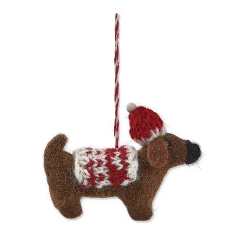 Dachshund Dog Christmas Ornament Multicolor Wool Decoration