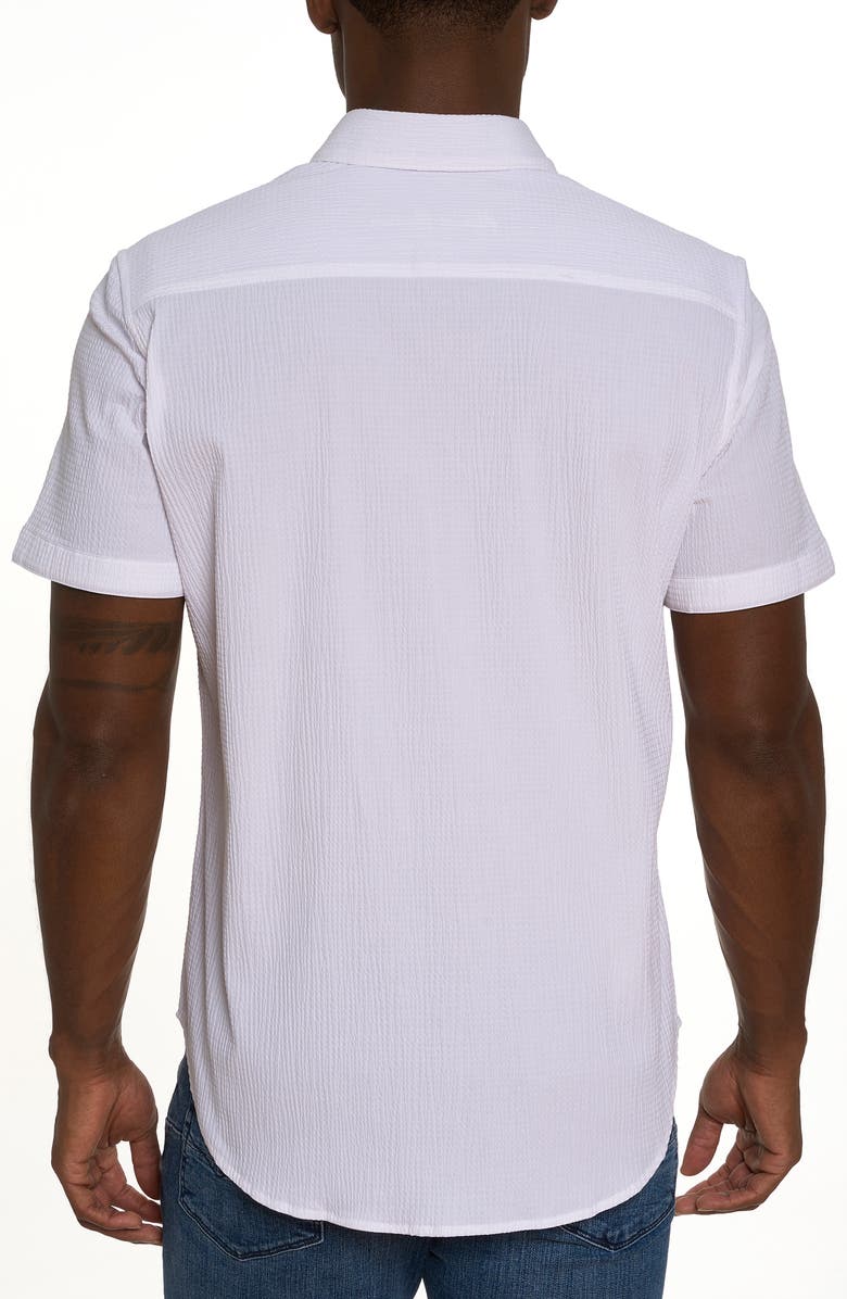 Robert Graham Shark Bite Short Sleeve Stretch Cotton Seersucker Button-Up Shirt, Alternate, color,