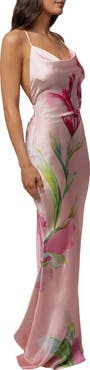 JLUXLABEL Satin Floral Print Maxi Dress