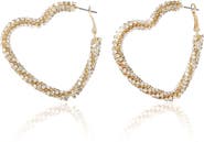 BCBGeneration Crystal Heart Hoop Earrings