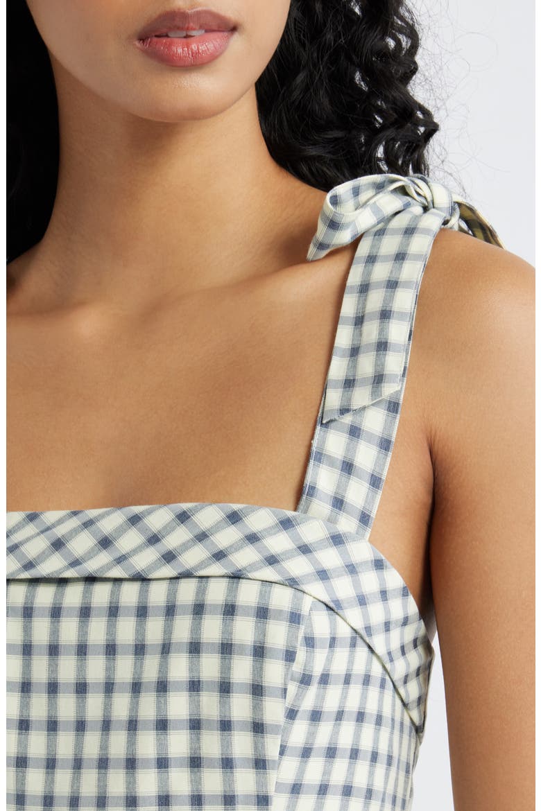 Shay Gingham Tie Shoulder Cotton Midi Dress, Alternate, color, BLUE/ WHITE