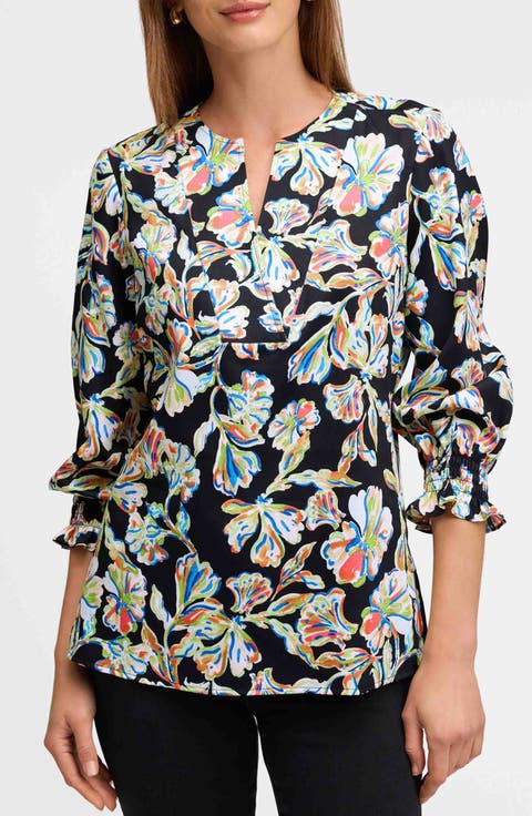 Alicia Floral Cotton Popover Top