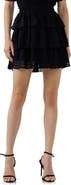 English Factory Gingham Tiered Chiffon Miniskirt
