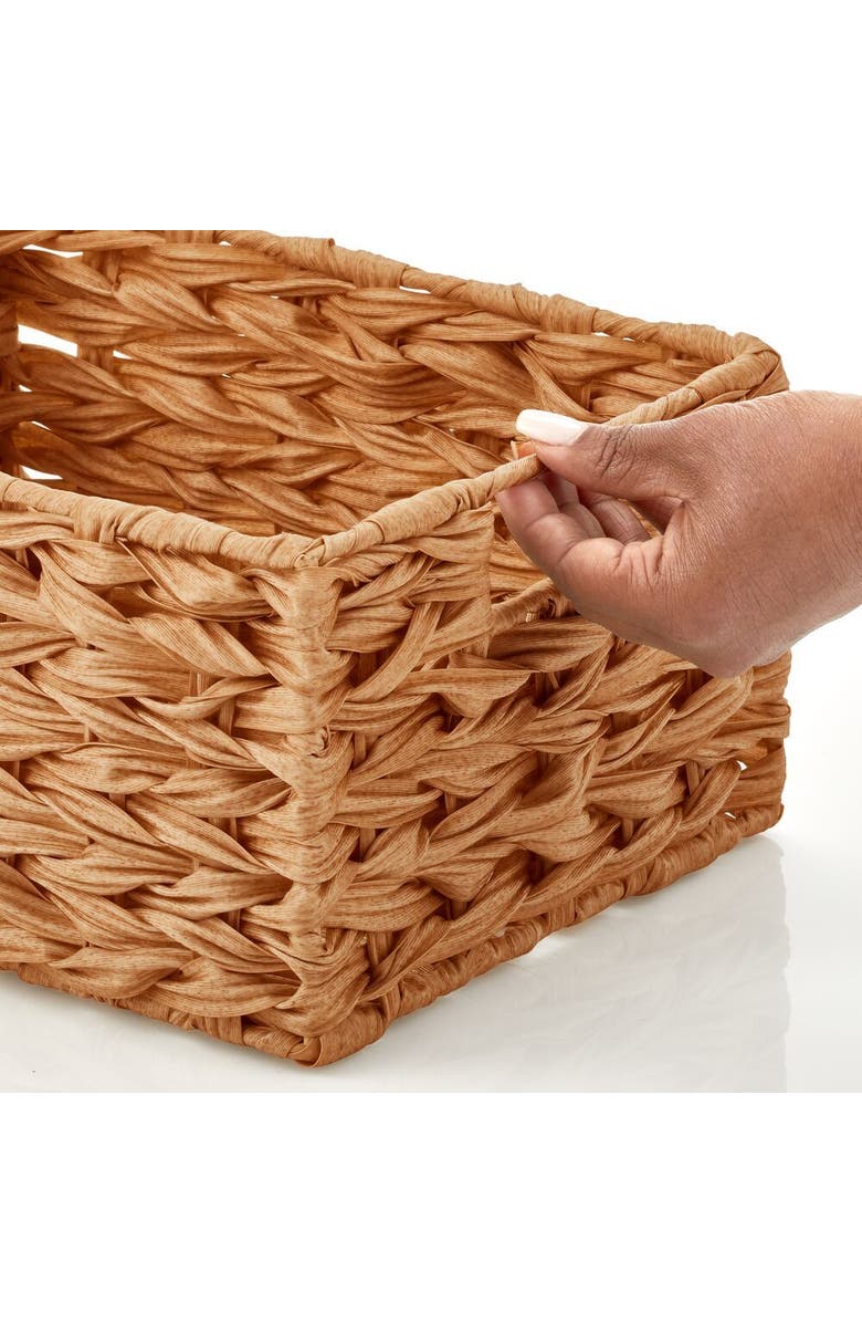 mDesign Woven Farmhouse Pantry Food Storage Bin Basket Box, 6 Pack, Alternate, color, Camel