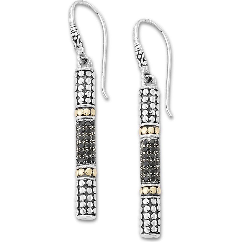 Samuel B. 18k & Silver 0.96 Ct. Tw. Black Spinel Bar Drop Earrings In Black/two Tone