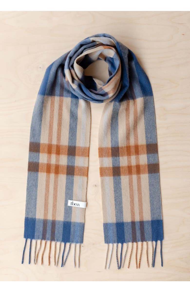 TBCo Lambswool Checkered Skinny Scarf, Alternate, color, Camel Tartan