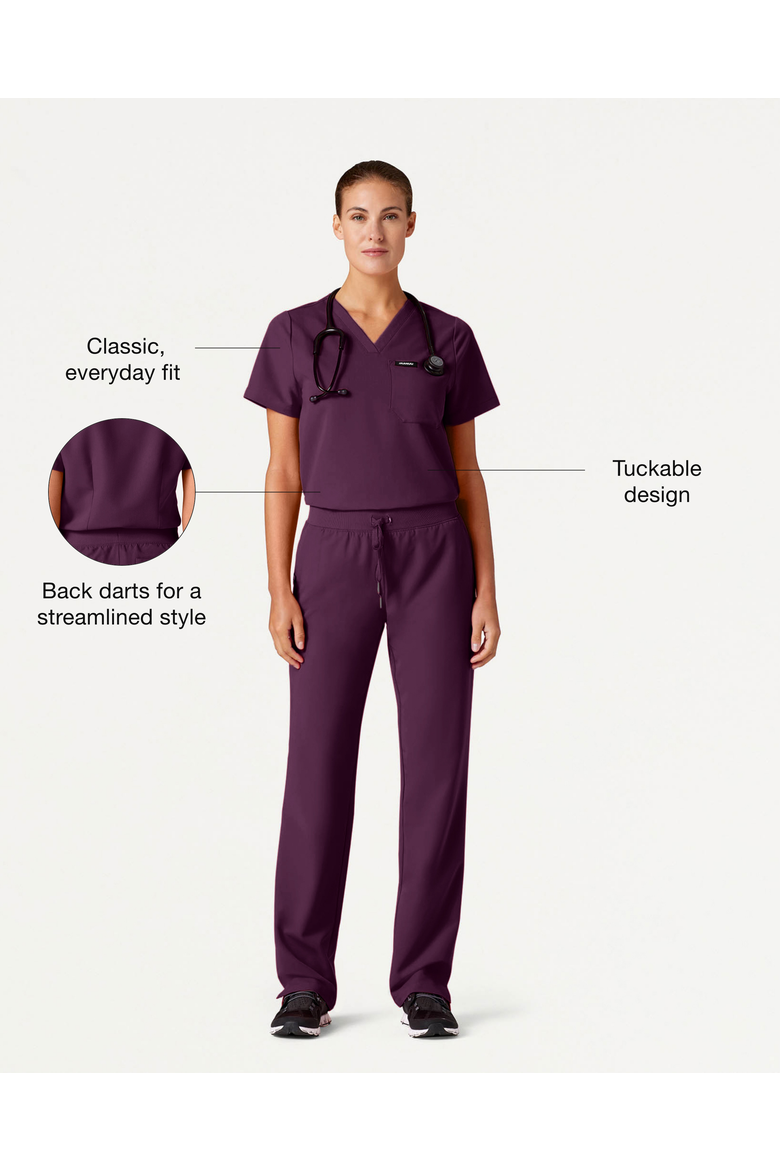 Rhena Women's 1-Pocket Classic V-Neck Scrub Top, Alternate, color, Deep Eggplant