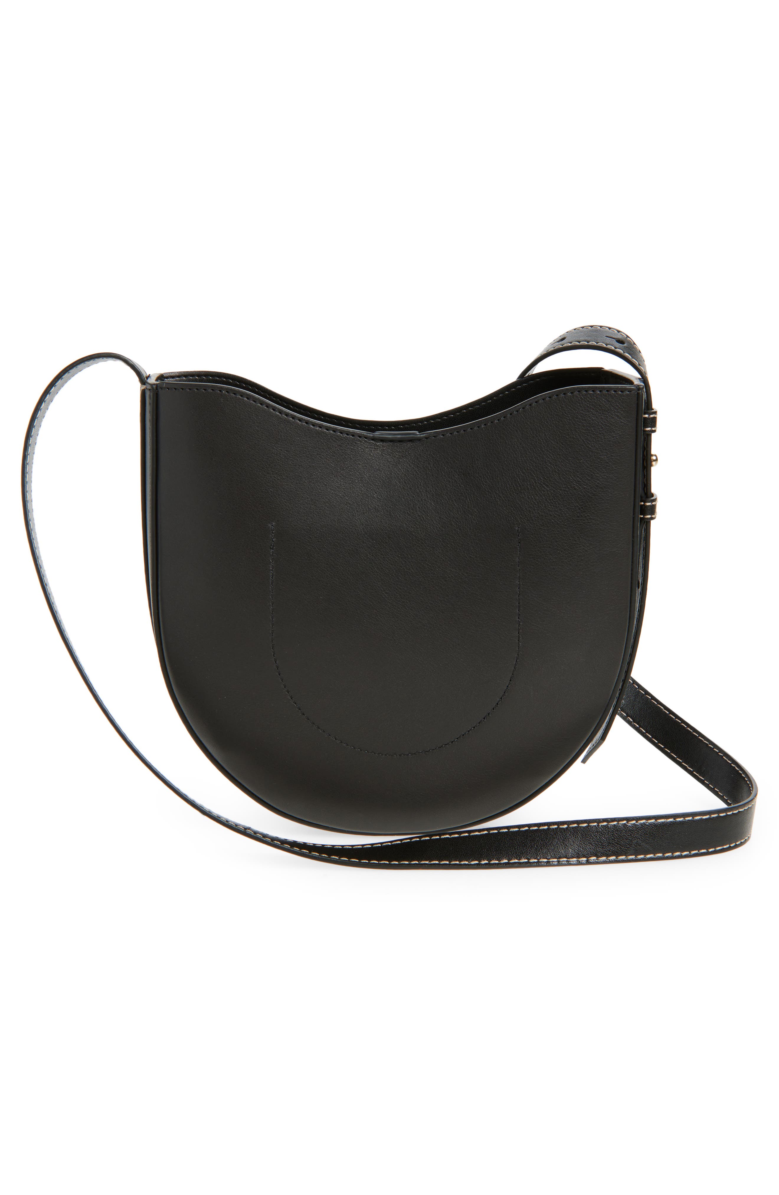 Victoria Beckham Dia Leather Crossbody, Alternate, color, Black
