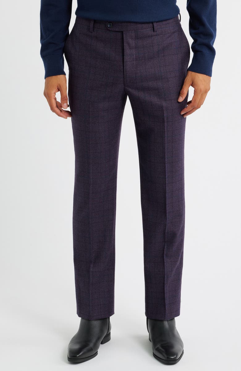 John Varvatos Star USA Bleeker Purple Glen Check Stretch Wool Suit, Alternate, color, Purple