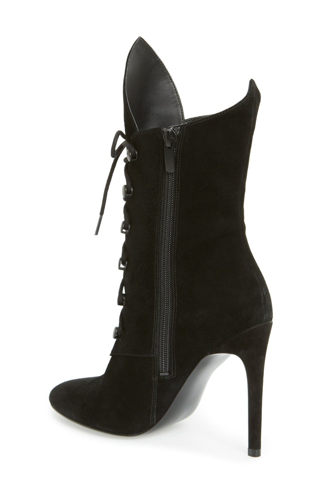Maya Lace-Up Bootie, Alternate, color, BLACK SUEDE