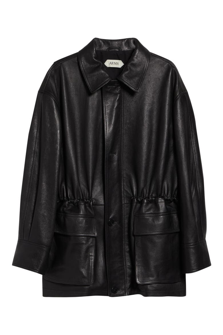 Maeve Vegetal Leather Jacket, Alternate, color, BLACK