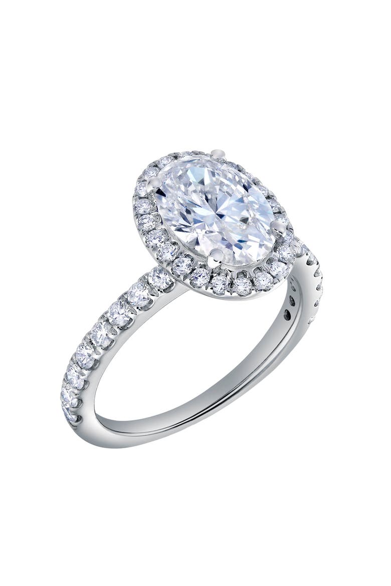 Laurentia 14K White Gold Oval Lab Grown Diamond Halo Engagement Ring - 1.95 Ct, Alternate, color, 14K White Gold