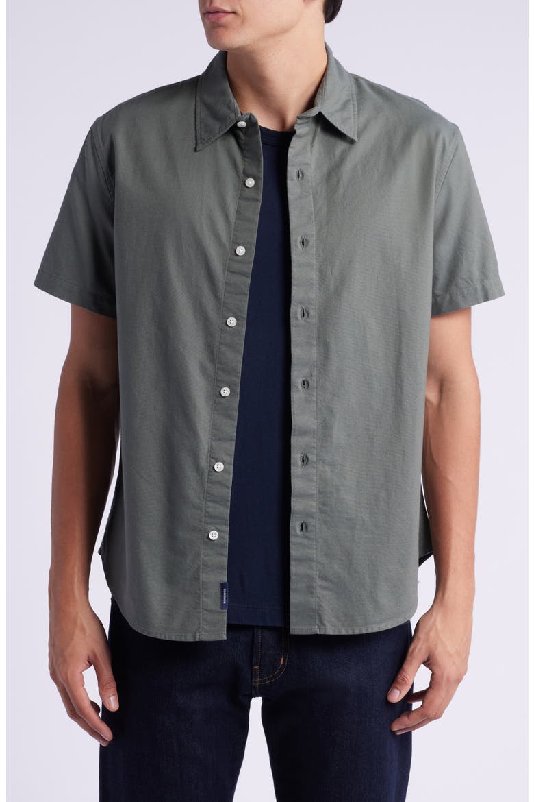 Riviera Solid Short Sleeve Button-Up Shirt, Main, color, SOLID OXFORD GREEN