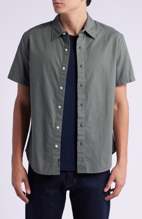 Bonobos Riviera Solid Short Sleeve Button-Up Shirt in Solid Oxford Green 