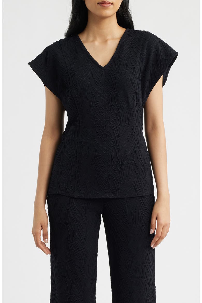 Texture Flutter Sleeve Top, Main, color, ANNE BLACK