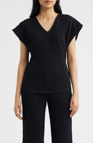 Anne Klein Texture Flutter Sleeve Top