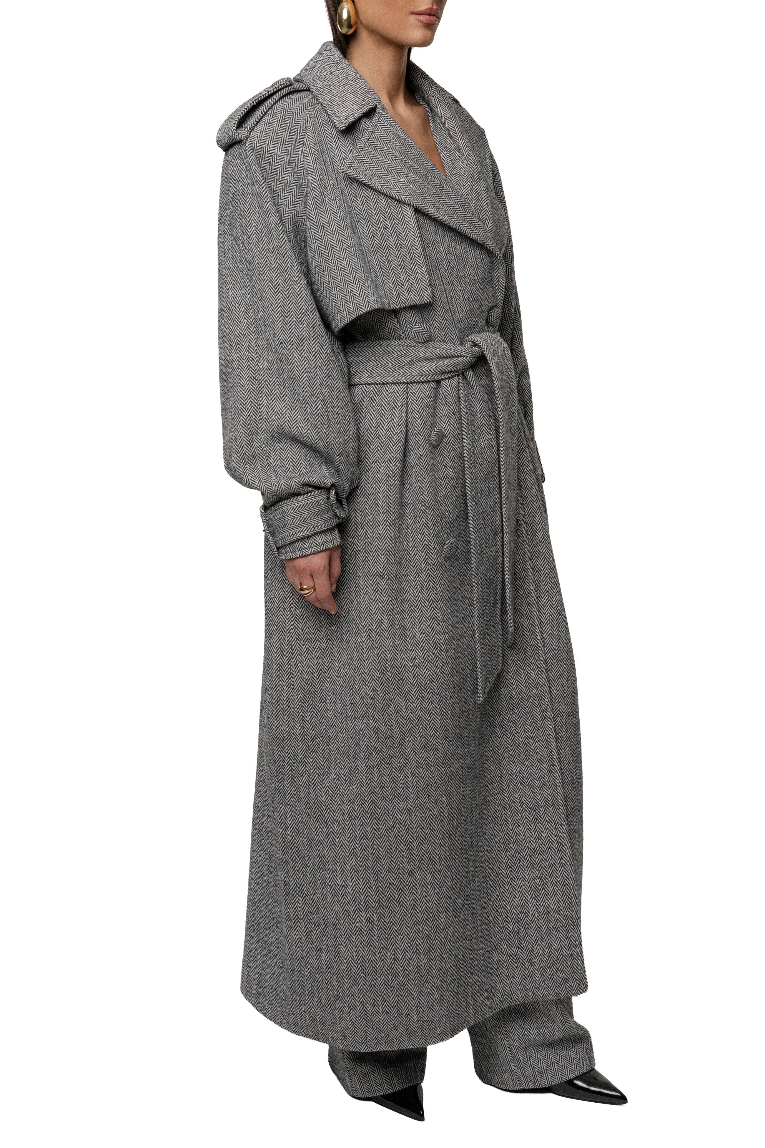 Herringbone Oversized Trench Coat - image 2