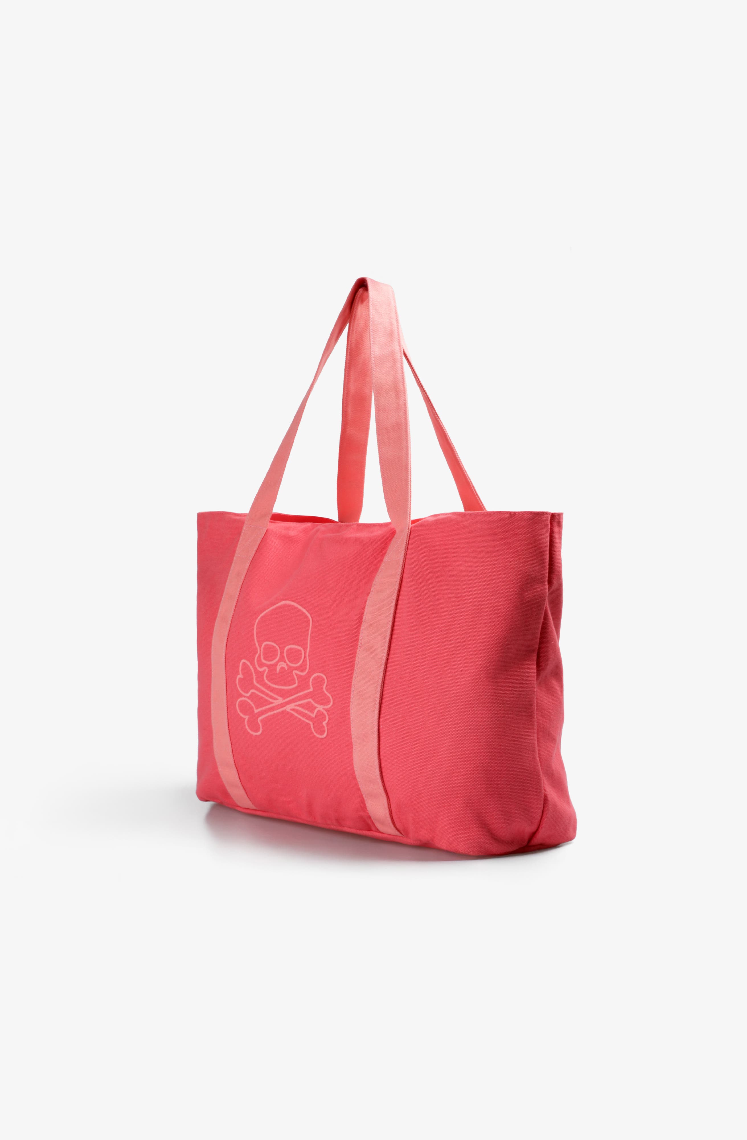 Skull Contrast Tote Bag, Alternate, color, Coral