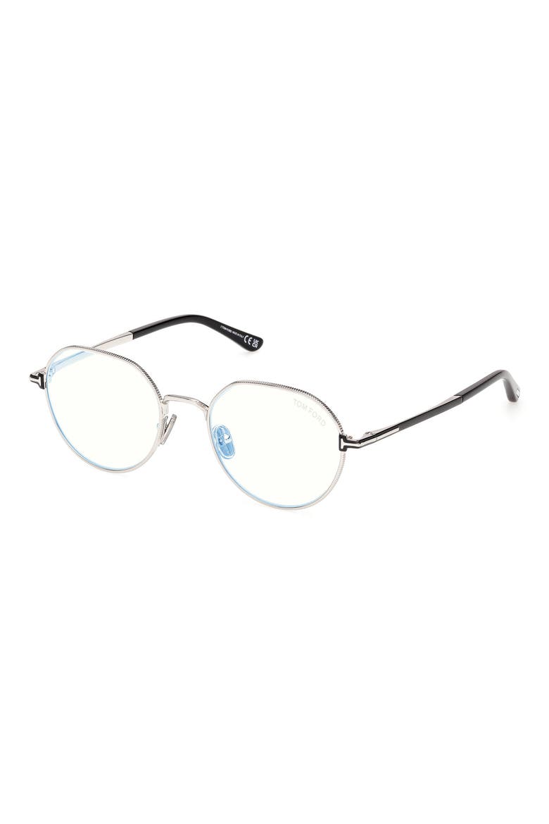 51mm Round Optical Glasses, Alternate, color, SHINY PALLADIUM / SHINY BLACK