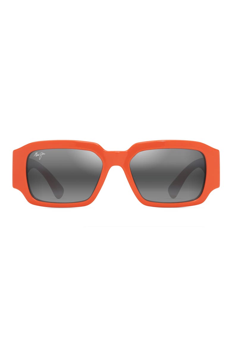 Kupale 55mm Gradient PolarizedPlus2® Rectangular Sunglasses, Main, color, SHINY ORANGE