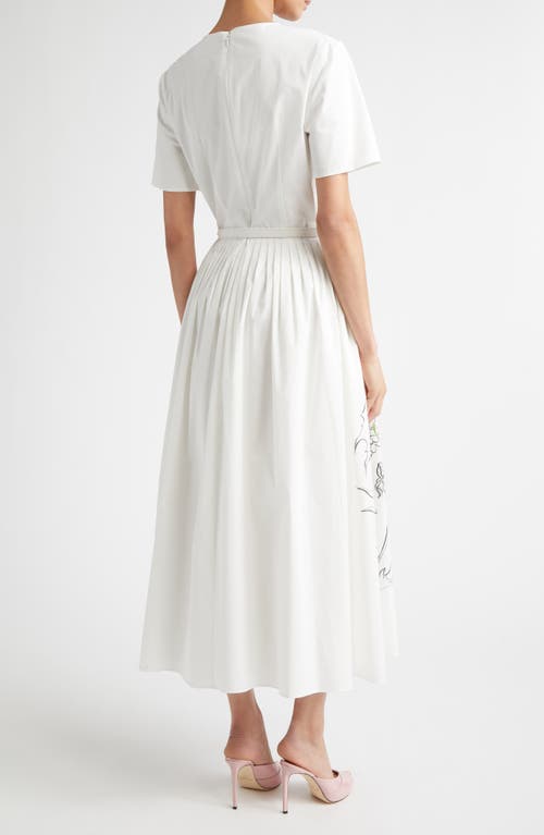 Oscar De La Renta Foxglove Cotton-blend Poplin Midi Dress In White