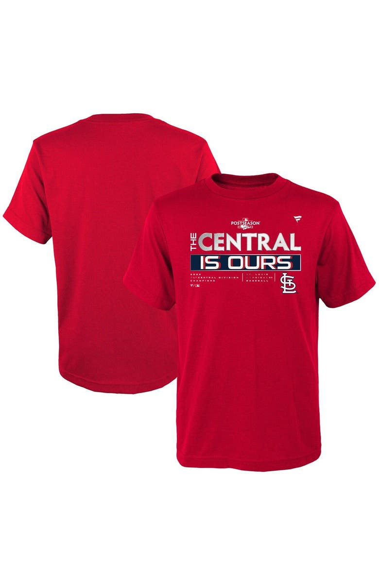 FANATICS Youth Fanatics Branded Red St. Louis Cardinals 2022 NL Central Division Champions Locker Room T-Shirt, Main, color,